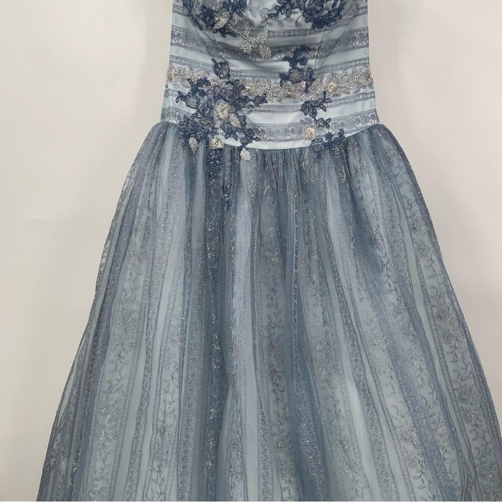 Up Cycled Dyed Lace Strapless Gown - Picture 6 of 13